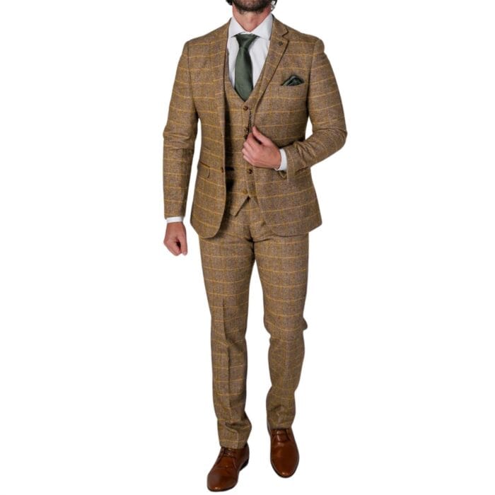 Men's Brown Blazer Tweed Herringbone Wool Blend Sport Coat - Knighthood Store