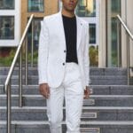 Mens 2 Piece Summer Suit Cream Office Wedding Smart Casual Classic Italian Tailored Fit - Knighthood Store