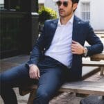 Mens 2 Piece Summer Linen Suit Navy Smart Casual Formal Business Wedding Slim Fit - Knighthood Store