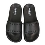 Mens Black White Stripes Spikes Flip Flops Slippers Summer Beach Casual Walking - Knighthood Store