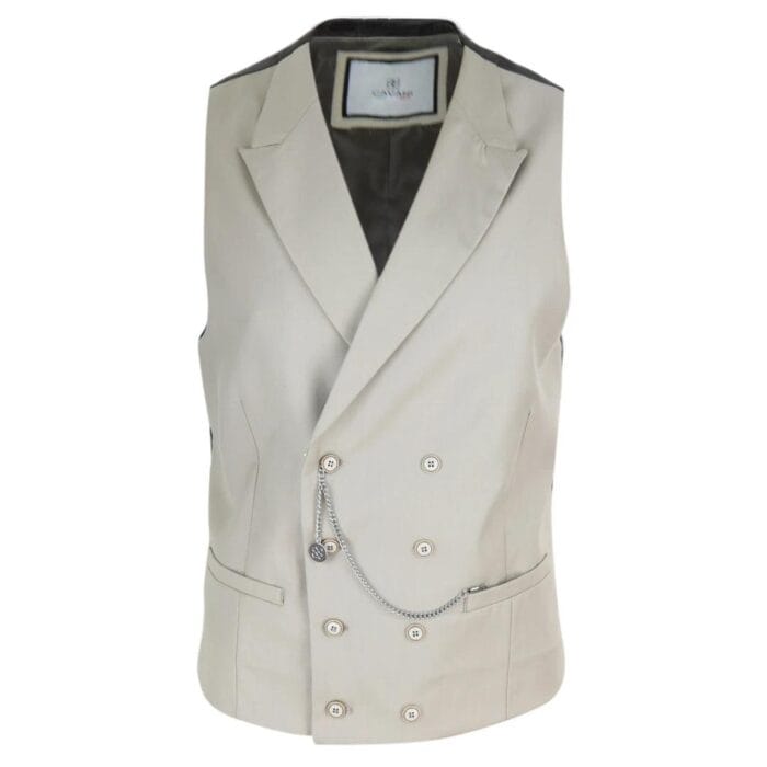 Mens Double Breasted Waistcoat 1920s Blinders Smart Casual Pocket Chain - Knighthood Store