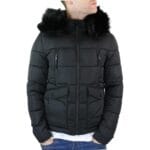 Mens Zip Hooded Fur Jacket Coat Puffer Quilted Warm Winter - Knighthood Store