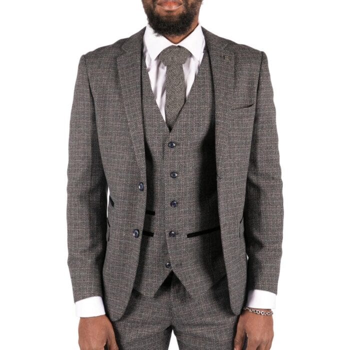 Mens 3 Piece Suit Tweed Check Vintage Retro Tailored Fit 1920s - Knighthood Store