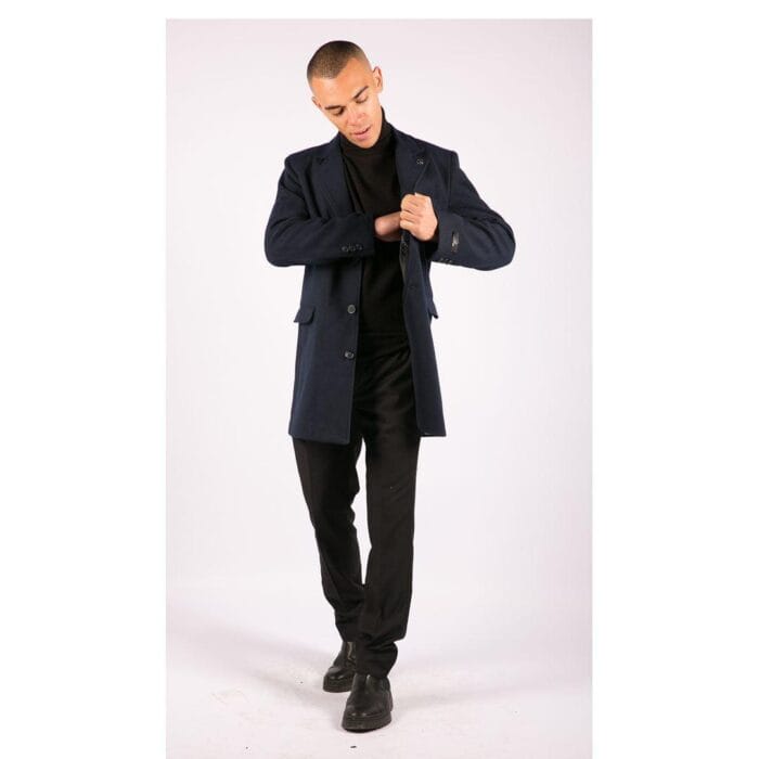 Mens 3/4 Long Overcoat Jacket Wool Feel Coat Blinders Slim Fit - Knighthood Store