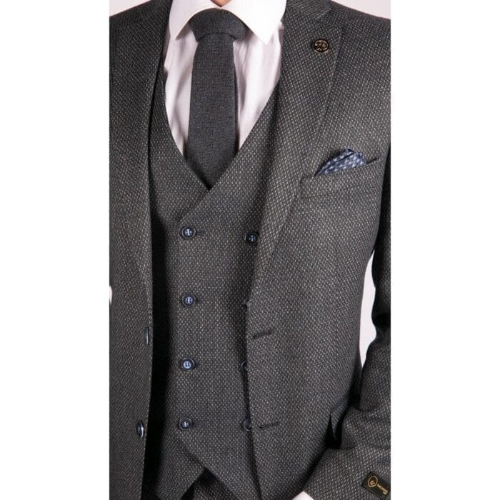 Mens Wool 3 Piece Suit Double Breasted Waistcoat Tweed 1920s - Knighthood Store