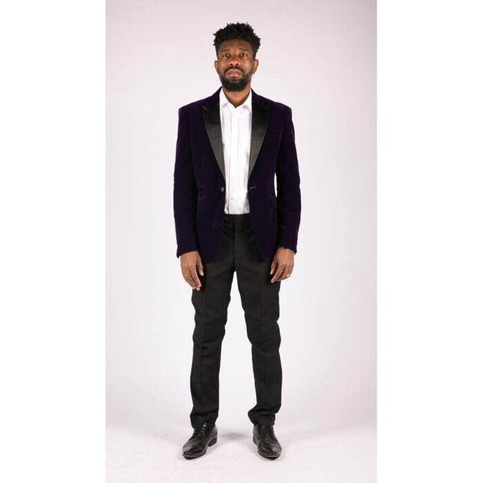 Mens Soft Velvet Black Navy 1 Button Dinner Jacket Tuxedo Blazer Smart Casual Fit - Knighthood Store