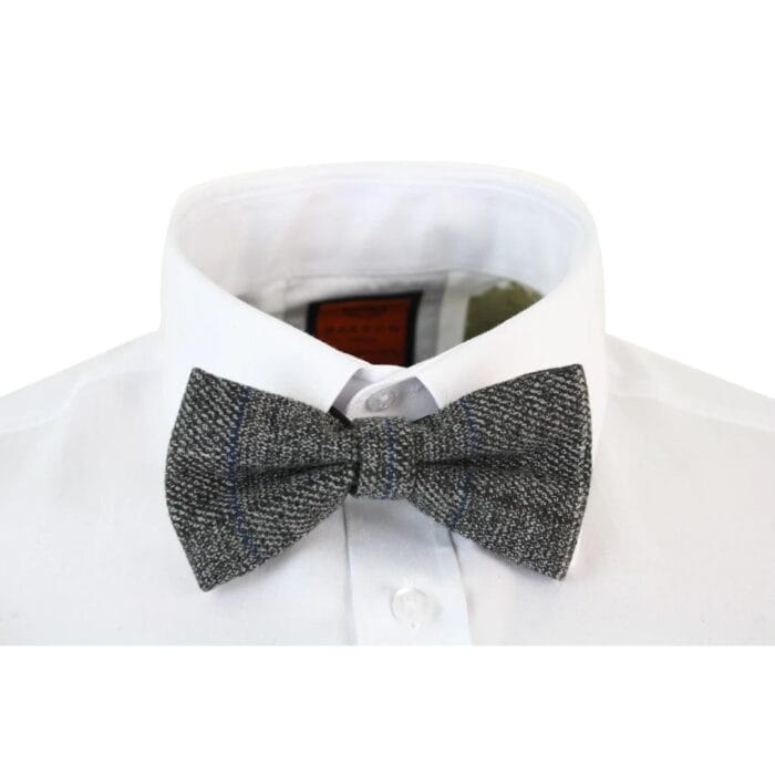 Mens Tweed Herringbone Textured Velvet Marc Darcy Bow Ties Vintage Retro - Knighthood Store