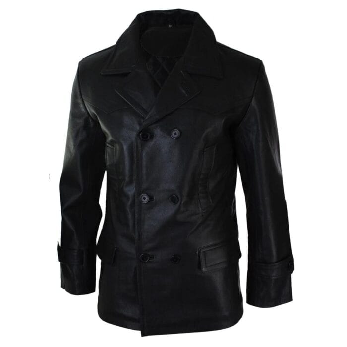 Mens 3/4 Double Breasted Real Leather Dr Who Kreigsmarine Uboat Jacket - Knighthood Store