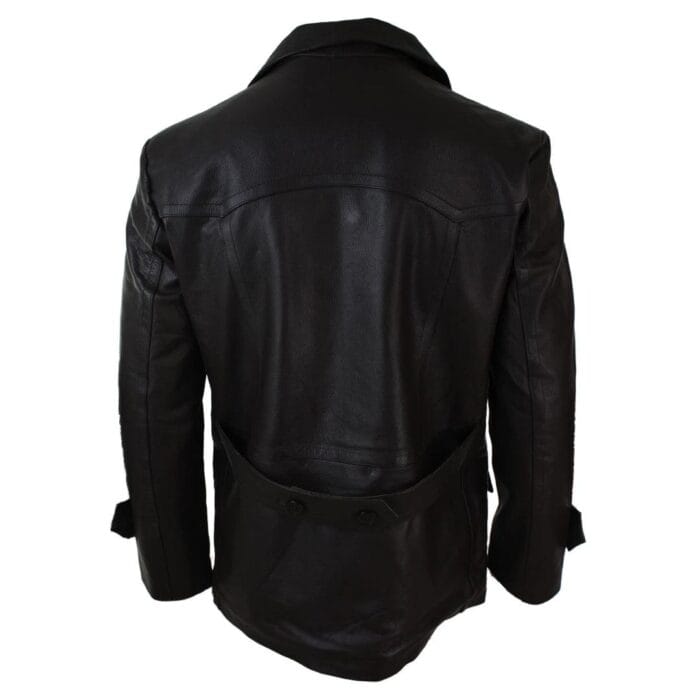 Mens 3/4 Double Breasted Real Leather Dr Who Kreigsmarine Uboat Jacket - Knighthood Store