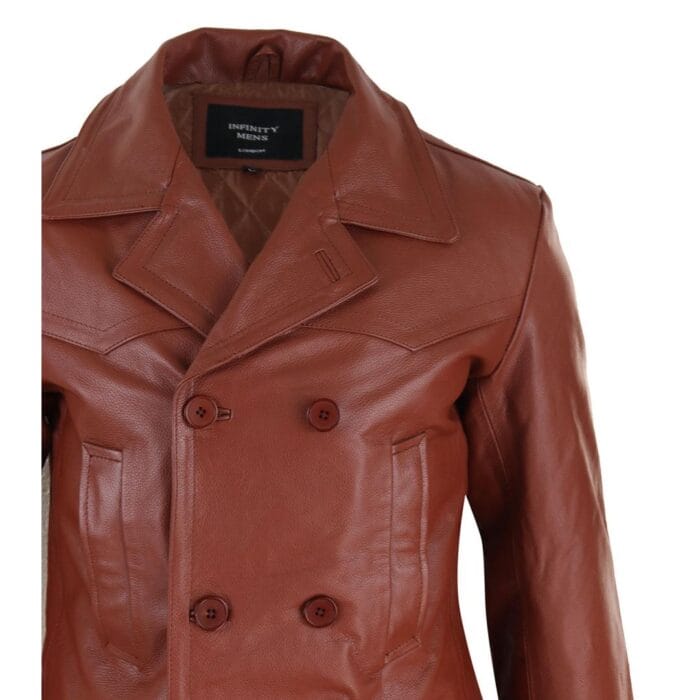 Mens 3/4 Double Breasted Real Leather Dr Who Kreigsmarine Uboat Jacket - Knighthood Store