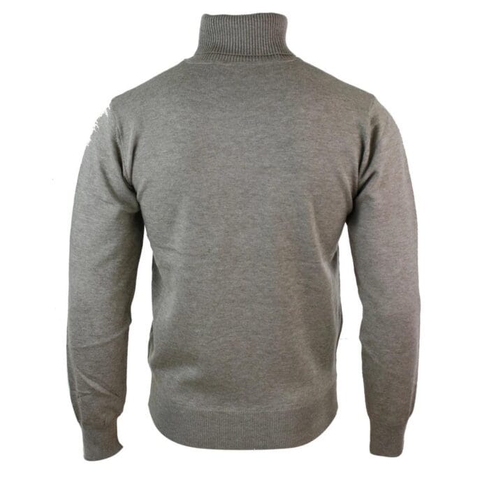 Mens Slim Fit Polar Roll Neck Jumper Light Weight Fitted Cashmere Wool Blend Grey Black Navy - Knighthood Store
