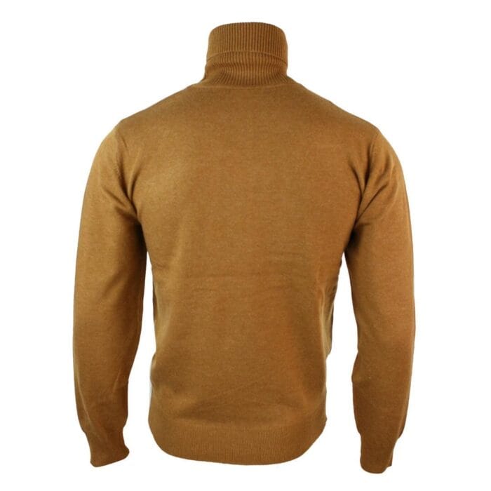 Mens Slim Fit Polar Roll Neck Jumper Light Weight Fitted Cashmere Wool Blend Grey Black Navy - Knighthood Store