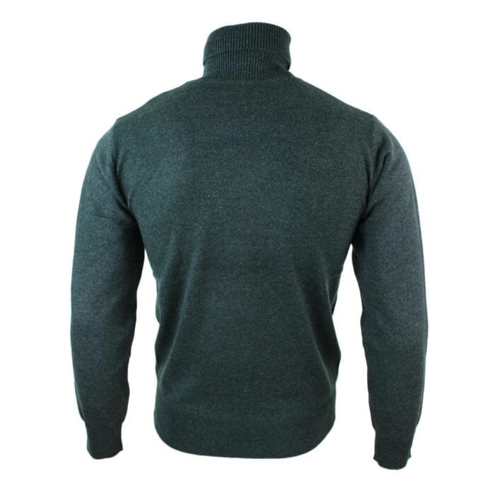 Mens Slim Fit Polar Roll Neck Jumper Light Weight Fitted Cashmere Wool Blend Grey Black Navy - Knighthood Store