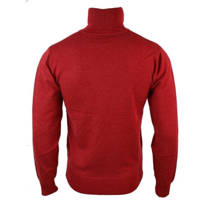Mens Slim Fit Polar Roll Neck Jumper Light Weight Fitted Cashmere Wool Blend Grey Black Navy - Knighthood Store