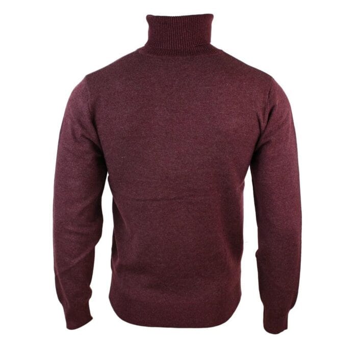 Mens Slim Fit Polar Roll Neck Jumper Light Weight Fitted Cashmere Wool Blend Grey Black Navy - Knighthood Store