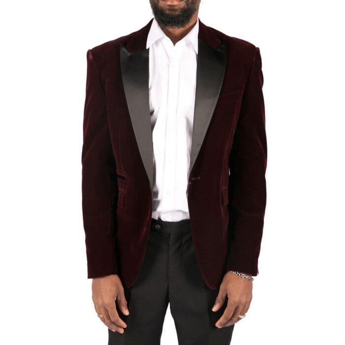 Mens Soft Velvet Black Navy 1 Button Dinner Jacket Tuxedo Blazer Smart Casual Fit - Knighthood Store