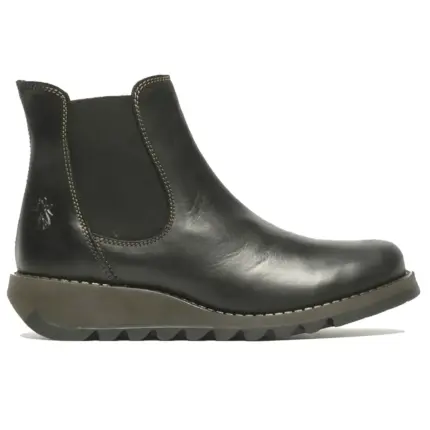 SALV195 - Women's Wedge Heel Leather Chelsea Ankle Boots