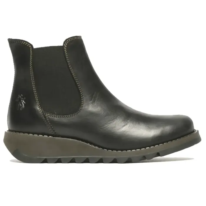 SALV195 - Women's Wedge Heel Leather Chelsea Ankle Boots - Image 1