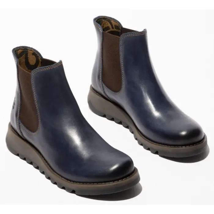 SALV195 - Women's Wedge Heel Leather Chelsea Ankle Boots - Image 11