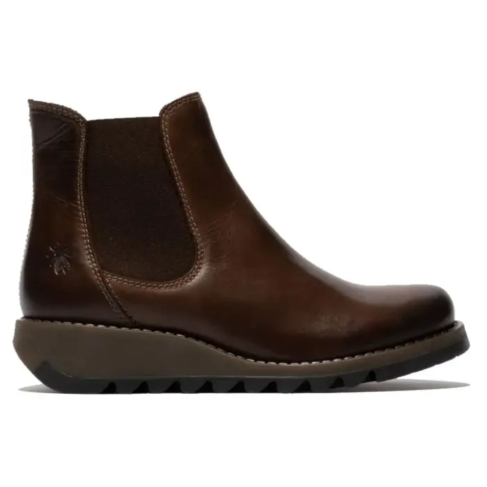 SALV195 - Women's Wedge Heel Leather Chelsea Ankle Boots - Image 12