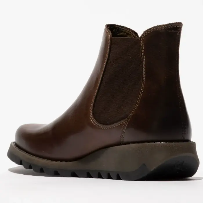 SALV195 - Women's Wedge Heel Leather Chelsea Ankle Boots - Image 14