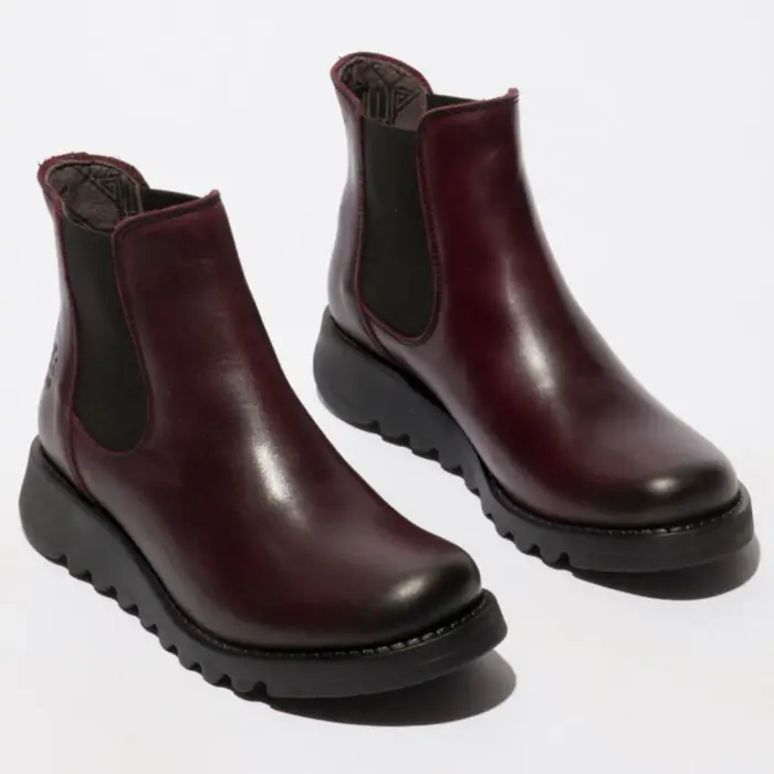 SALV195 - Women's Wedge Heel Leather Chelsea Ankle Boots - Image 26