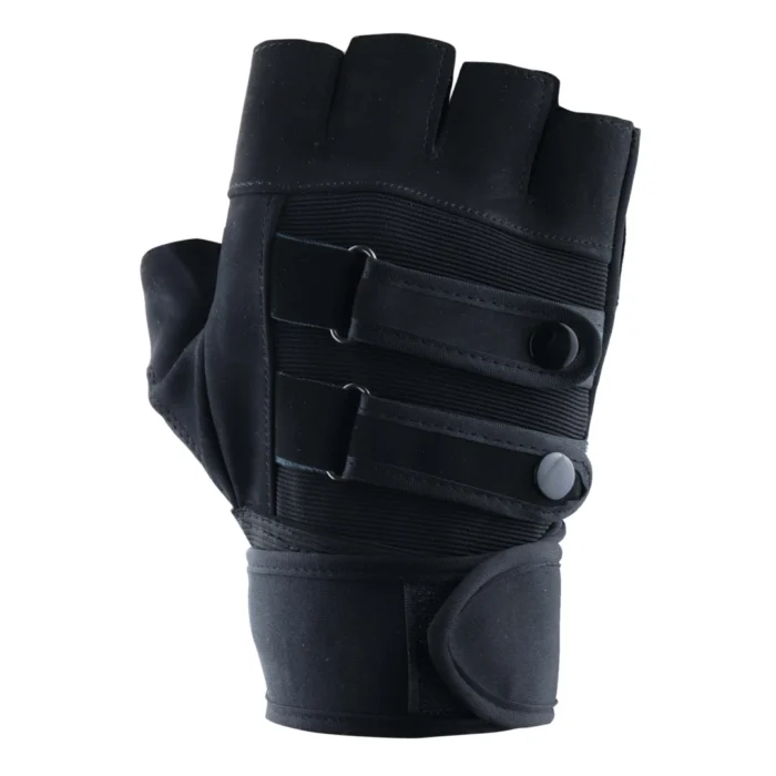 Mens Weight Lifting Gloves Gym Boxing Extra Grip Fingerless Double Strap - Image 1