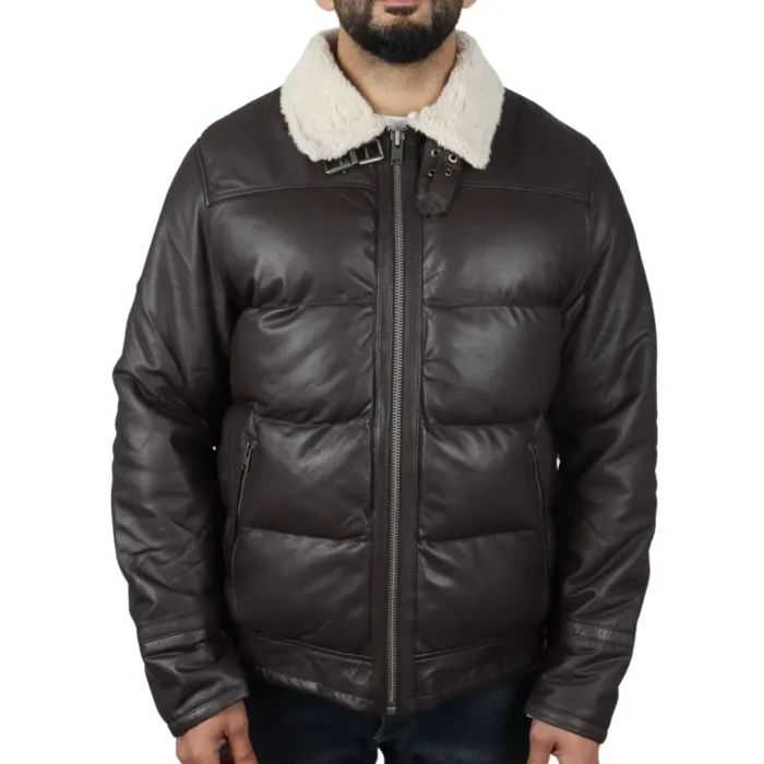 Men's Puffer Quilted Aviator Bomber Flying Fleece Lining Jacket - Image 8