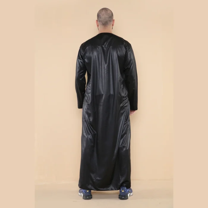 Mens Thobe Jubba Islamic Clothing Muslim Kaftan Emirati Omani Robe Satin Shiny - Image 8