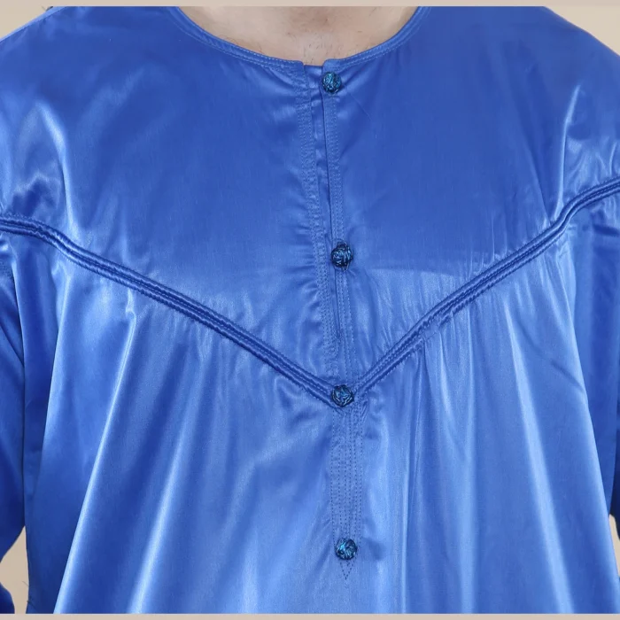 Mens Thobe Jubba Islamic Clothing Muslim Kaftan Emirati Omani Robe Satin Shiny - Image 15