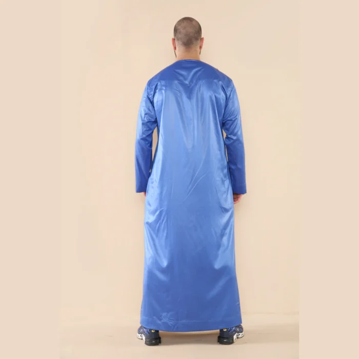 Mens Thobe Jubba Islamic Clothing Muslim Kaftan Emirati Omani Robe Satin Shiny - Image 13