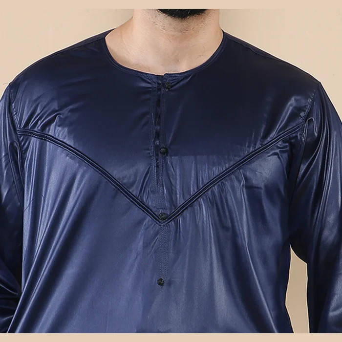 Mens Thobe Jubba Islamic Clothing Muslim Kaftan Emirati Omani Robe Satin Shiny - Image 26