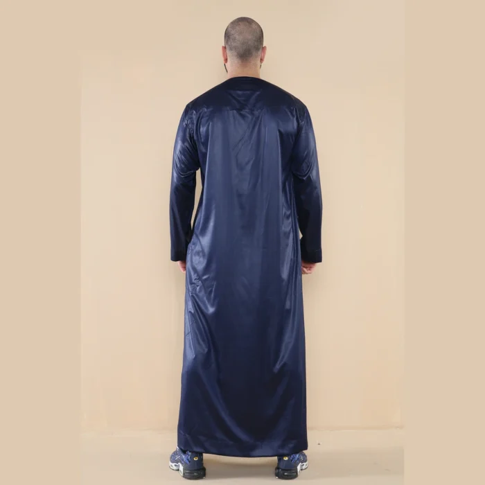 Mens Thobe Jubba Islamic Clothing Muslim Kaftan Emirati Omani Robe Satin Shiny - Image 24