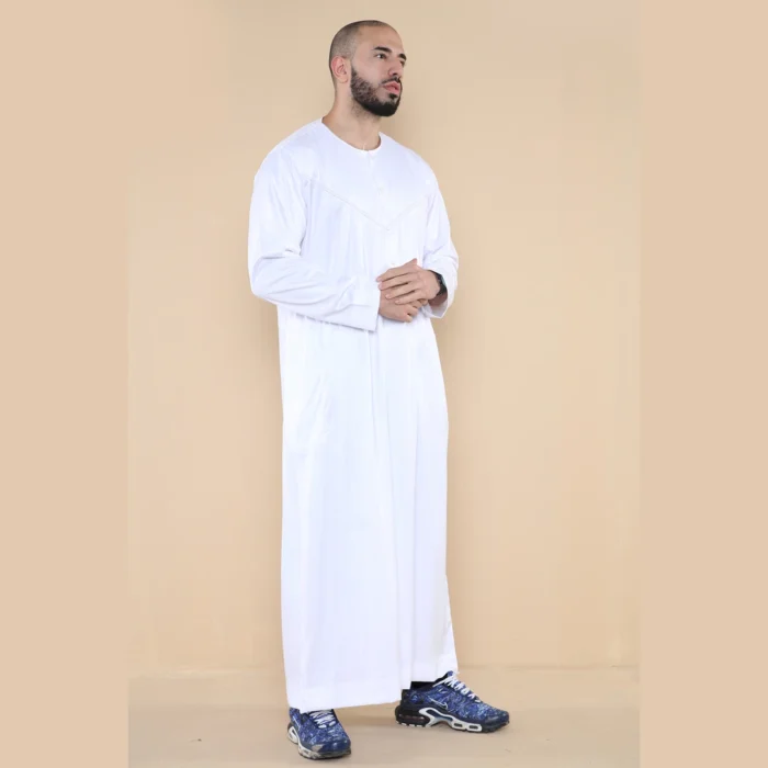 Mens Thobe Jubba Islamic Clothing Muslim Kaftan Emirati Omani Robe Satin Shiny - Image 31