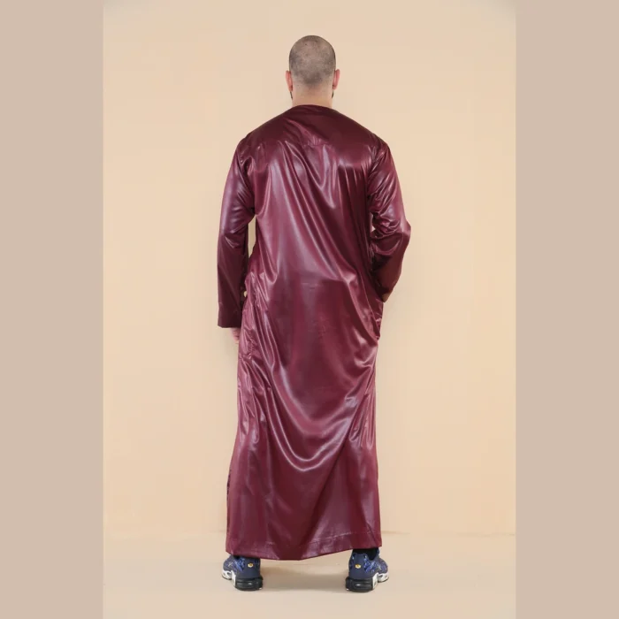 Mens Thobe Jubba Islamic Clothing Muslim Kaftan Emirati Omani Robe Satin Shiny - Image 40