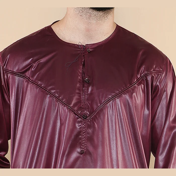 Mens Thobe Jubba Islamic Clothing Muslim Kaftan Emirati Omani Robe Satin Shiny - Image 37