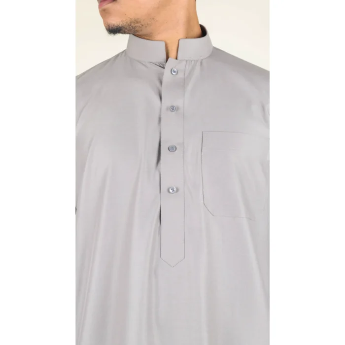 Mens Thobe Jubba Nehru Stand Collar Islamic Clothing Muslim Cotton Kaftan Dress Robe Saudi - Image 4