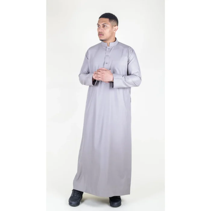 Mens Thobe Jubba Nehru Stand Collar Islamic Clothing Muslim Cotton Kaftan Dress Robe Saudi - Image 5