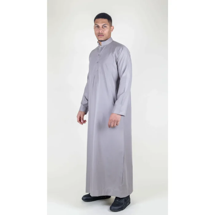 Mens Thobe Jubba Nehru Stand Collar Islamic Clothing Muslim Cotton Kaftan Dress Robe Saudi - Image 6