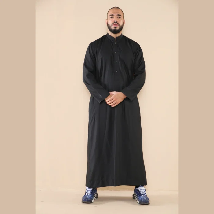 Mens Thobe Jubba Nehru Stand Collar Islamic Clothing Muslim Cotton Kaftan Dress Robe Saudi - Image 13