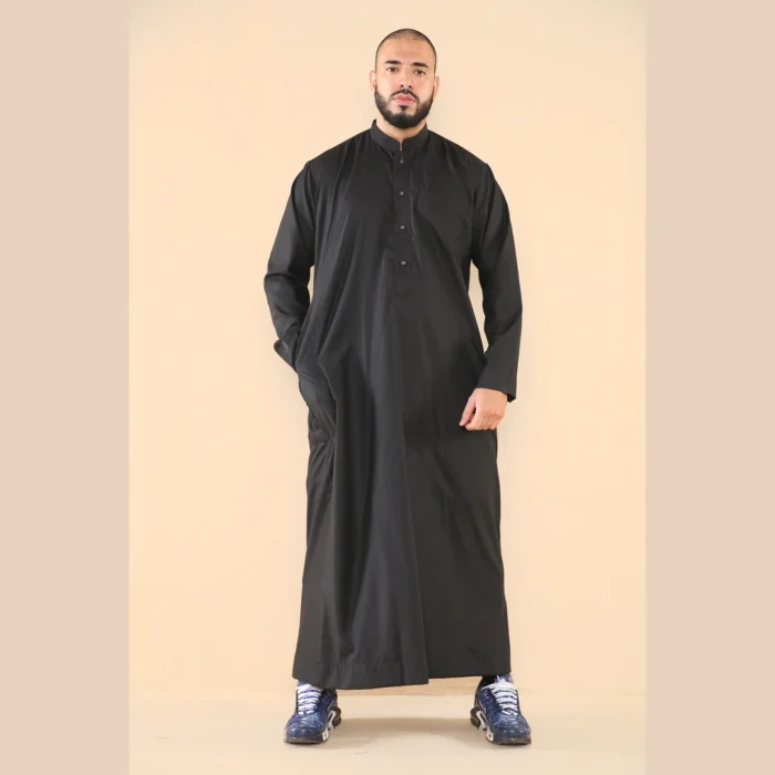 Mens Thobe Jubba Nehru Stand Collar Islamic Clothing Muslim Cotton Kaftan Dress Robe Saudi - Image 12