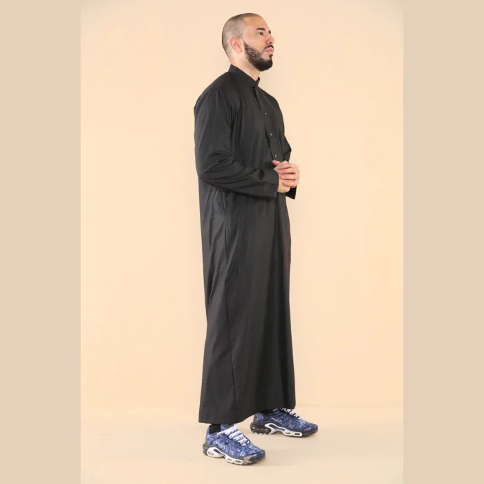 Mens Thobe Jubba Nehru Stand Collar Islamic Clothing Muslim Cotton Kaftan Dress Robe Saudi - Image 10