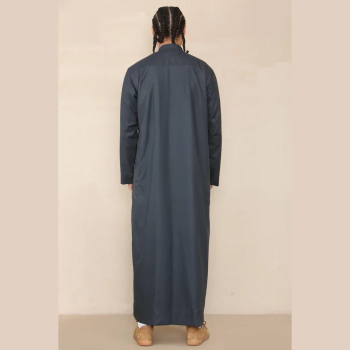 Mens Thobe Jubba Nehru Stand Collar Islamic Clothing Muslim Cotton Kaftan Dress Robe Saudi - Image 20