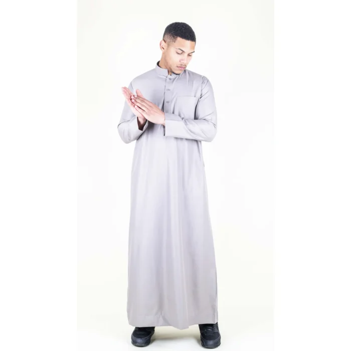 Mens Thobe Jubba Nehru Stand Collar Islamic Clothing Muslim Cotton Kaftan Dress Robe Saudi - Image 25