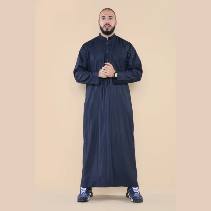 Mens Thobe Jubba Nehru Stand Collar Islamic Clothing Muslim Cotton Kaftan Dress Robe Saudi - Image 33