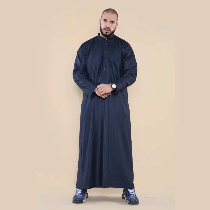 Mens Thobe Jubba Nehru Stand Collar Islamic Clothing Muslim Cotton Kaftan Dress Robe Saudi - Image 32