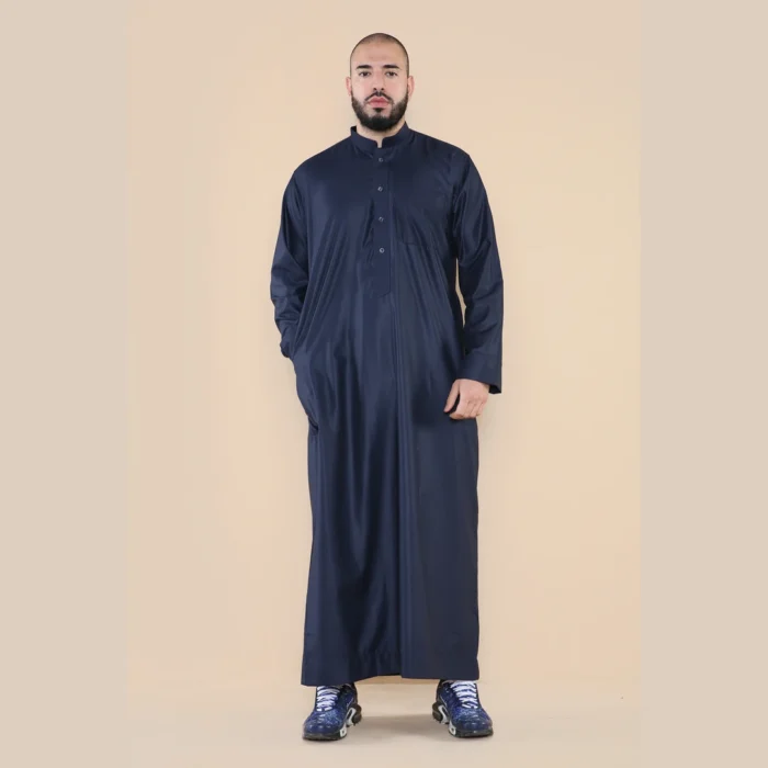 Mens Thobe Jubba Nehru Stand Collar Islamic Clothing Muslim Cotton Kaftan Dress Robe Saudi - Image 31