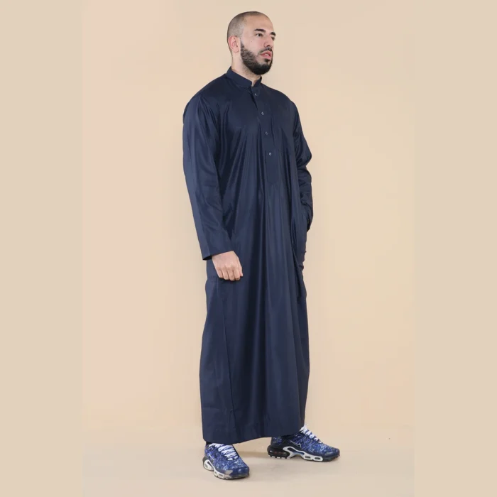 Mens Thobe Jubba Nehru Stand Collar Islamic Clothing Muslim Cotton Kaftan Dress Robe Saudi - Image 30