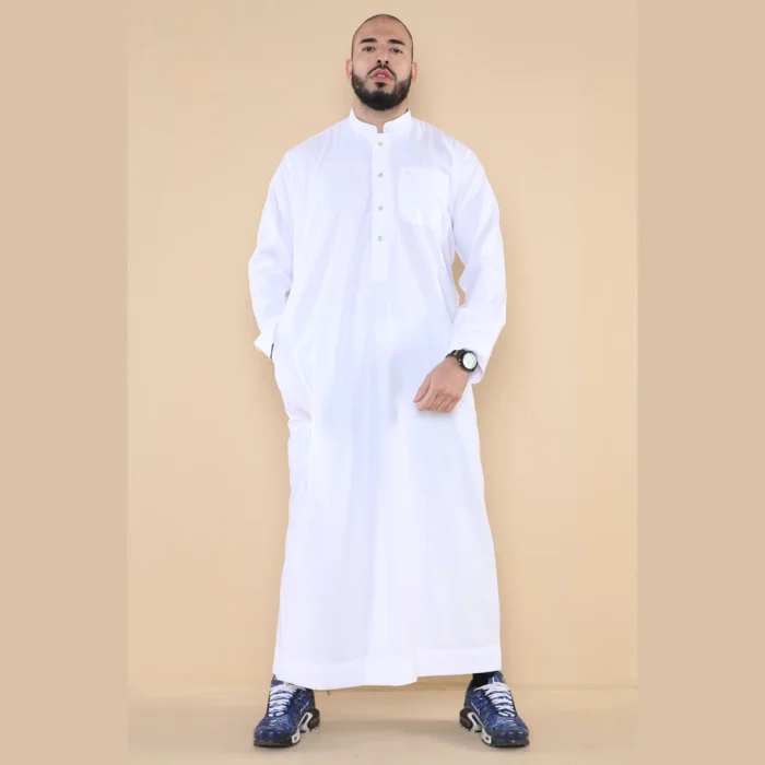 Mens Thobe Jubba Nehru Stand Collar Islamic Clothing Muslim Cotton Kaftan Dress Robe Saudi - Image 39