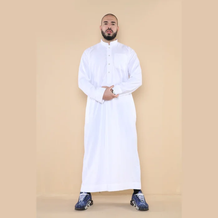 Mens Thobe Jubba Nehru Stand Collar Islamic Clothing Muslim Cotton Kaftan Dress Robe Saudi - Image 37